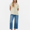 Blusa De Manga Corta Con Ribetes De Ganchillo
