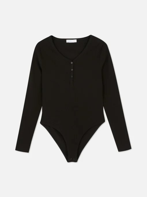 Body De Manga Larga Y Cuello Henley
