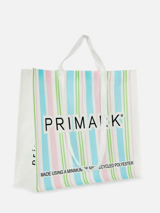 Bolso Shopper XL Con Estampado A Rayas