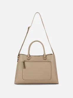 Bolso Tote De Piel Sintética Con Bolsillo