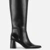 Botas De Piel Sintética Hasta La Rodilla Con Tacón