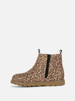 Botines De Leopardo Con Cremallera