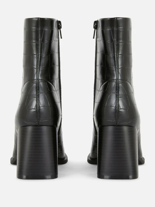 Botines De Tacón De Piel De Cocodrilo Sintética