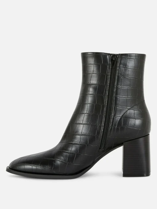 Botines De Tacón De Piel De Cocodrilo Sintética