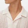 Camisa De Manga Corta De Ganchillo Con Botones