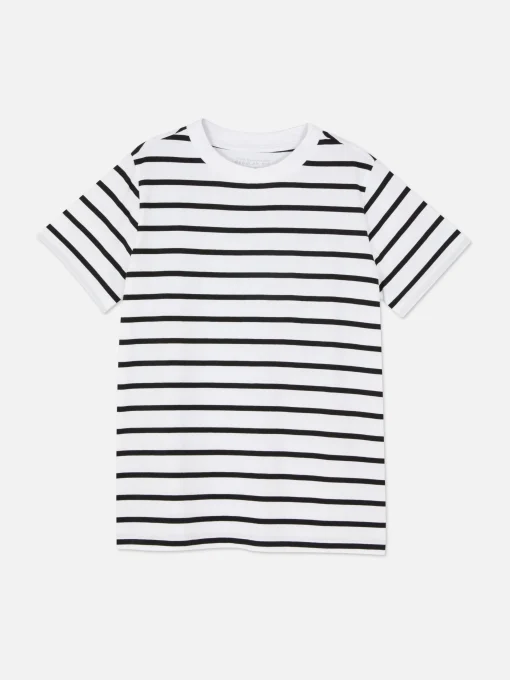 Camiseta A Rayas Con Cuello Redondo