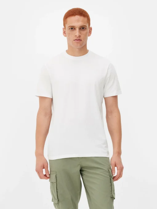 Camiseta De Cuello Redondo Y Corte Recto