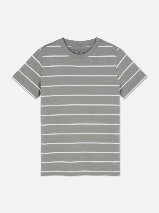 Camiseta De Cuello Redondo A Rayas