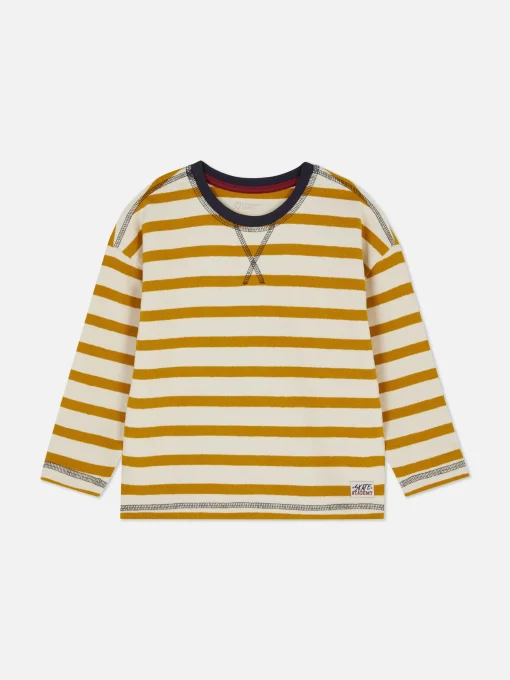 Camiseta De Manga Larga A Rayas Con Textura