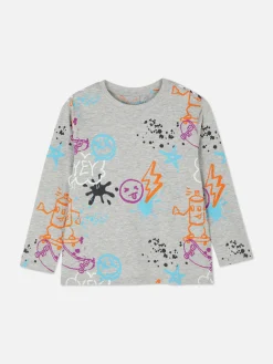 Camiseta De Manga Larga Con Estampado Gráfico