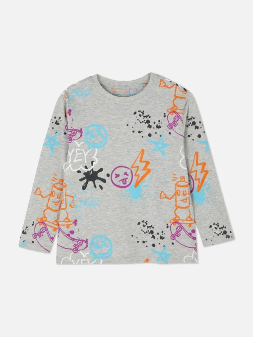 Camiseta De Manga Larga Con Estampado Gráfico