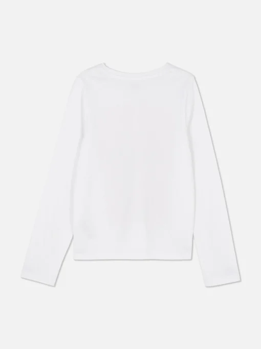 Camiseta De Manga Larga Con Estampado En El Pecho