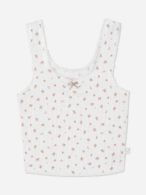 Camiseta De Pijama Sin Mangas De Pointelle