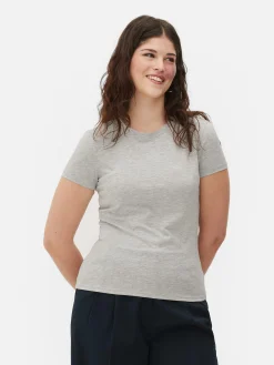 Camiseta Elástica Con Cuello Redondo