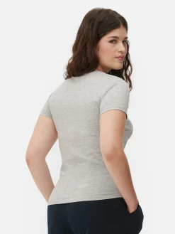 Camiseta Elástica Con Cuello Redondo
