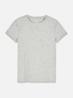 Camiseta Elástica Con Cuello Redondo