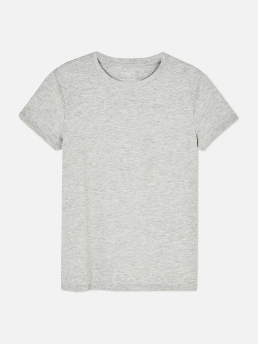 Camiseta Elástica Con Cuello Redondo