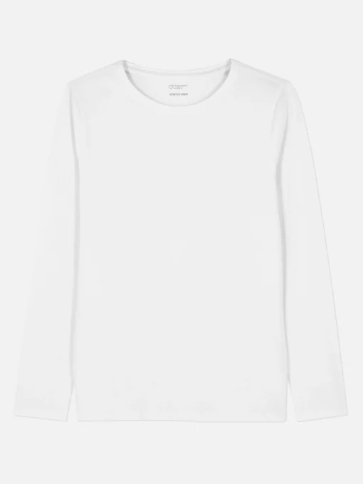 Camiseta Elástica Con Cuello Redondo