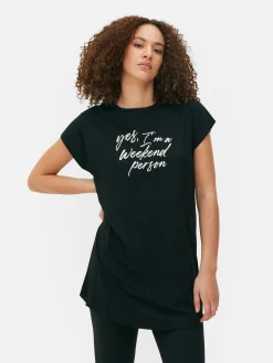 Camiseta Larga De Cuello Redondo