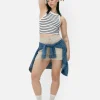 Camiseta Sin Mangas A Rayas Con Espalda Nadadora