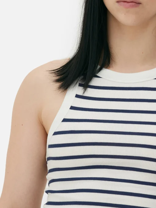 Camiseta Sin Mangas A Rayas Con Espalda Nadadora