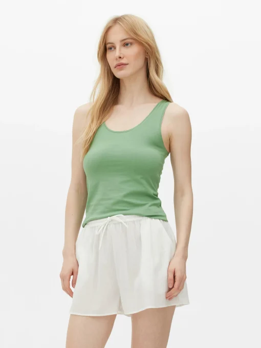 Camiseta Sin Mangas Elástica Básica De Escote Amplio