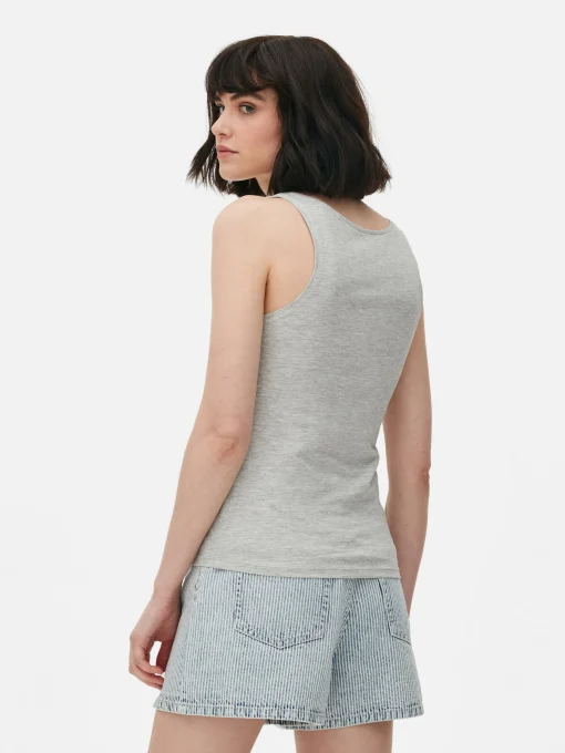 Camiseta Sin Mangas Elástica Con Escote Amplio