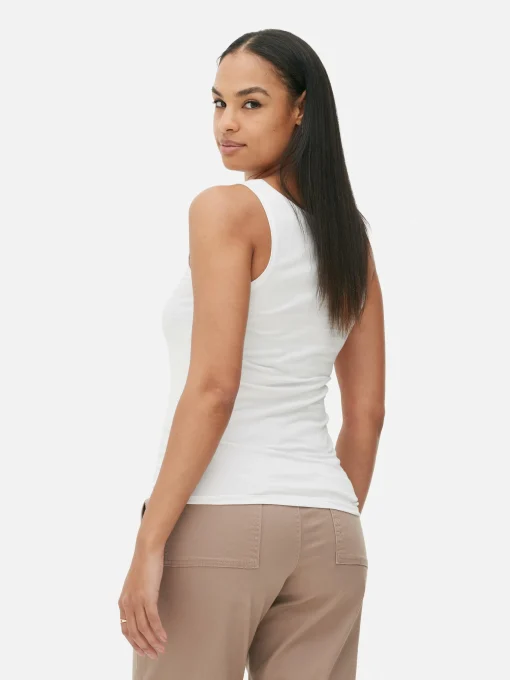 Camiseta Sin Mangas Elástica De Cuello Redondo