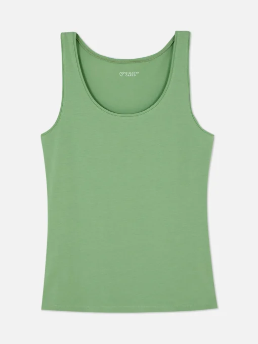 Camiseta Sin Mangas Elástica Básica De Escote Amplio