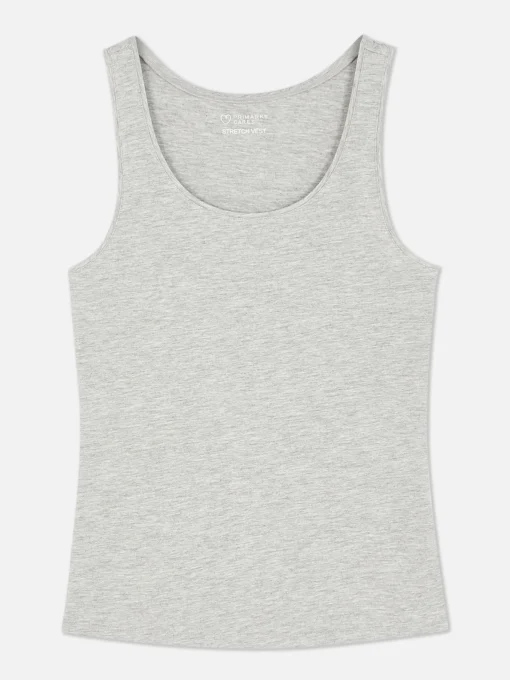Camiseta Sin Mangas Elástica Con Escote Amplio