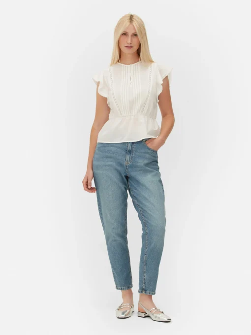 Camiseta Victoriana Sin Mangas Con Bordado Inglés