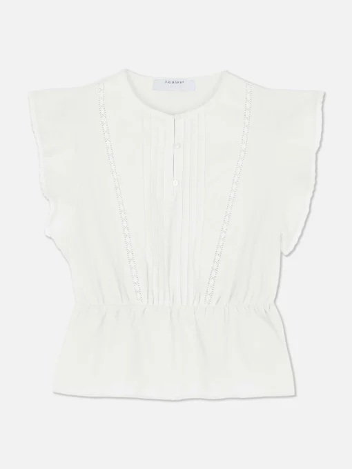 Camiseta Victoriana Sin Mangas Con Bordado Inglés
