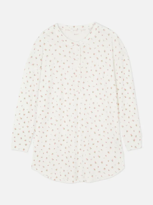 Camisón Floral De Tejido Pointelle