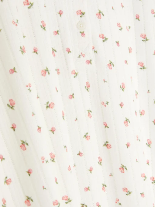 Camisón Floral De Tejido Pointelle