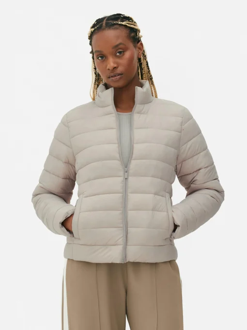 Chaqueta Acolchada Con Cuello Chimenea