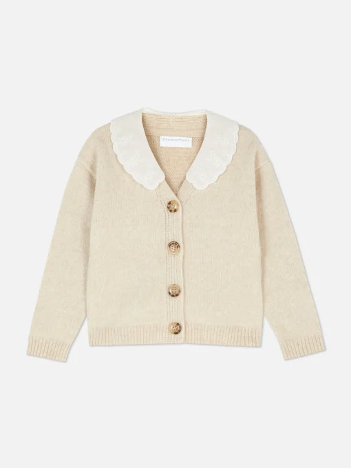 Chaqueta De Punto Con Cuello Bordado