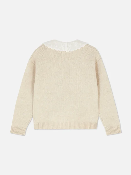 Chaqueta De Punto Con Cuello Bordado