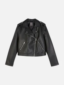 Chaqueta Motera Básica De Cuero Sintético