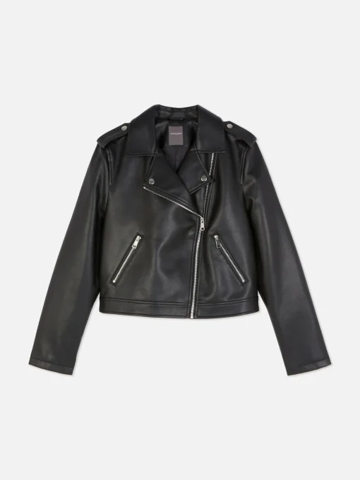 Chaqueta Motera Básica De Cuero Sintético