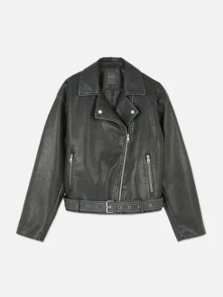 Chaqueta Motera De Piel Sintética Efecto Desgastado