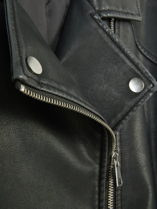 Chaqueta Motera De Piel Sintética Efecto Desgastado