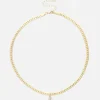 Collar De Cadena De Serpiente Con Inicial De Strass