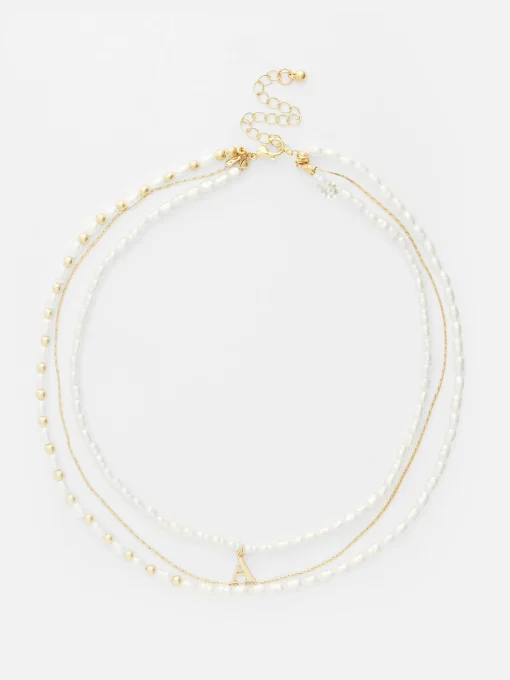Collar De Triple Cadena Con Inicial