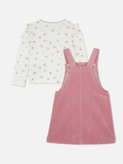 Conjunto De Camiseta Floral Y Pichi De Pana