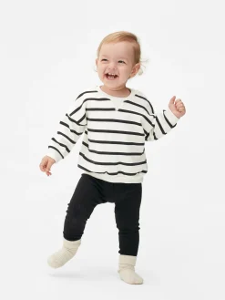 Conjunto De Sudadera A Rayas Y Leggings De Canalé