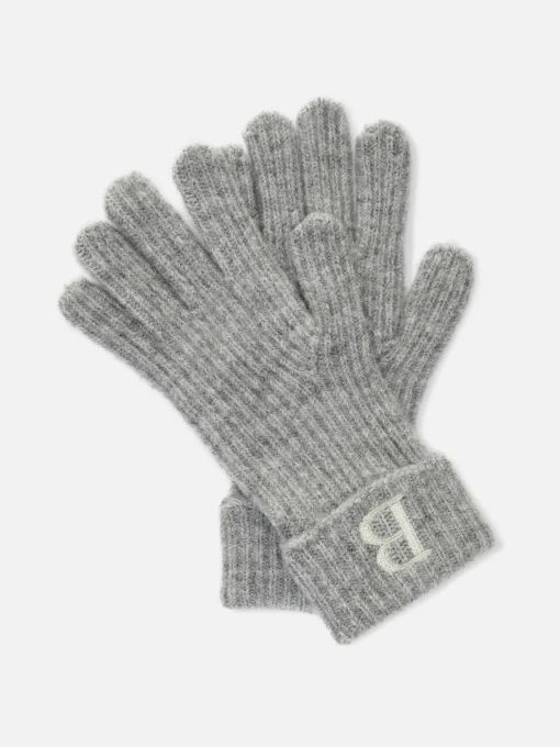 Guantes De Punto Acanalado Con Inicial Bordada