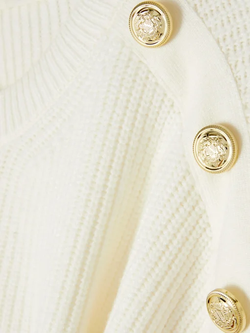 Jersey De Cuello Redondo Con Botones Decorativos