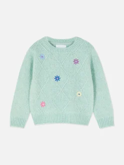 Jersey De Punto Bordado Con Flores