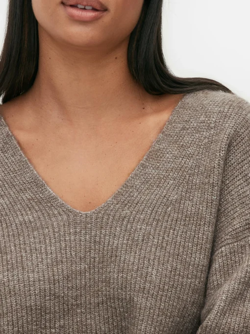 Jersey De Punto Con Cuello De Pico