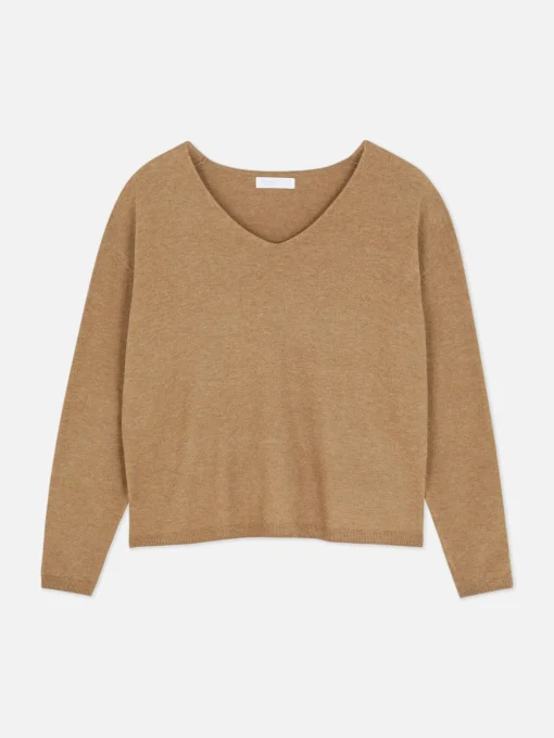 Jersey De Punto Fino Con Cuello De Pico